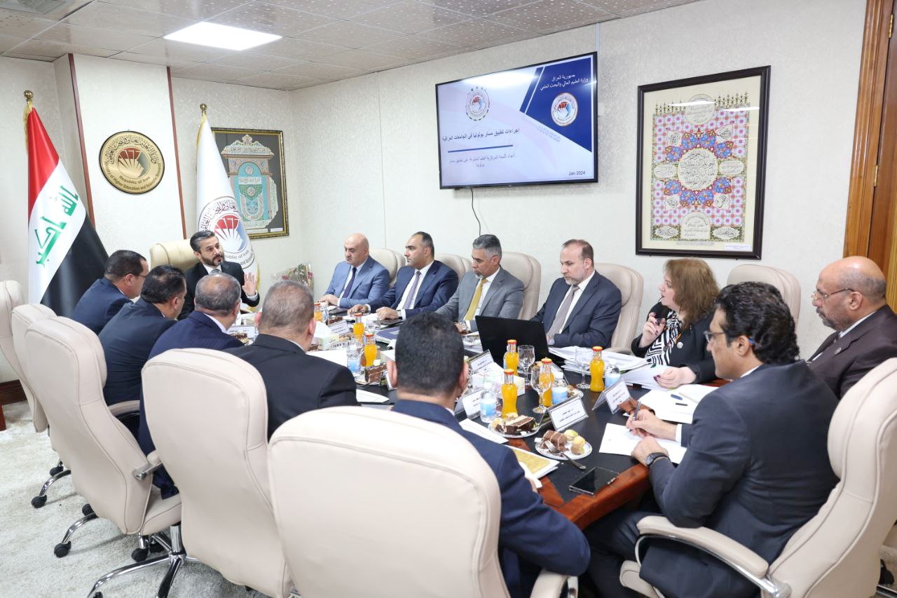 You are currently viewing Minister of Higher Education and Scientific Research,  chaired a meeting with the faculty members to discuss several agenda items, including the indicators of implementing the Bologna Process in universities.