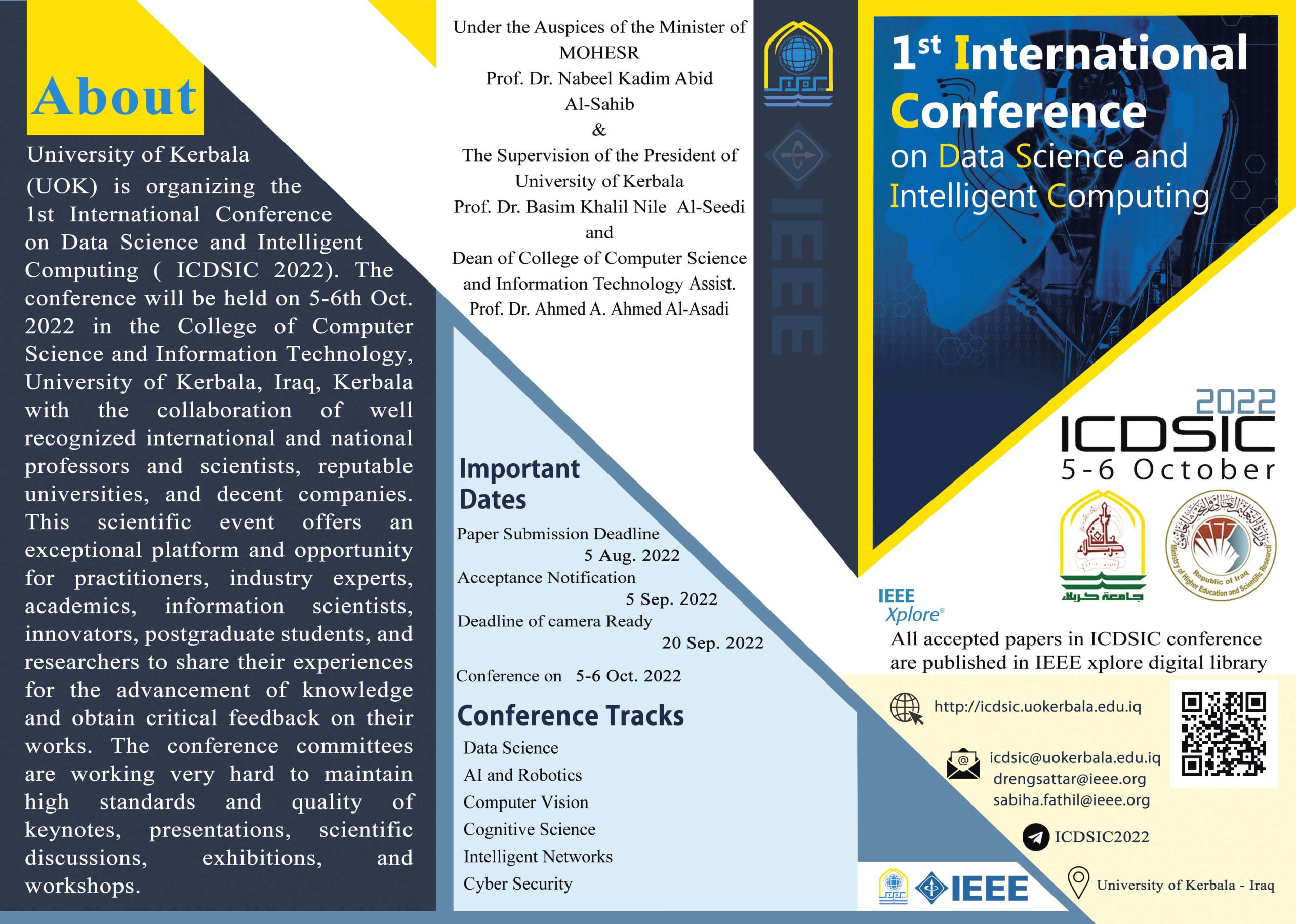 You are currently viewing المؤتمر العلمي الدولي في علم البيانات والذكاء الاصطناعي ( ICDSIC2022 )