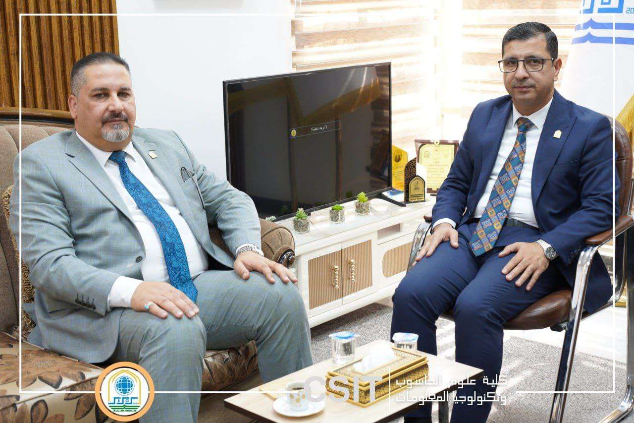You are currently viewing السيد عميد كلية علوم الحاسوب وتكنولوجيا المعلومات يستقبل المساعد العلمي لرئيس جامعة كربلاء
